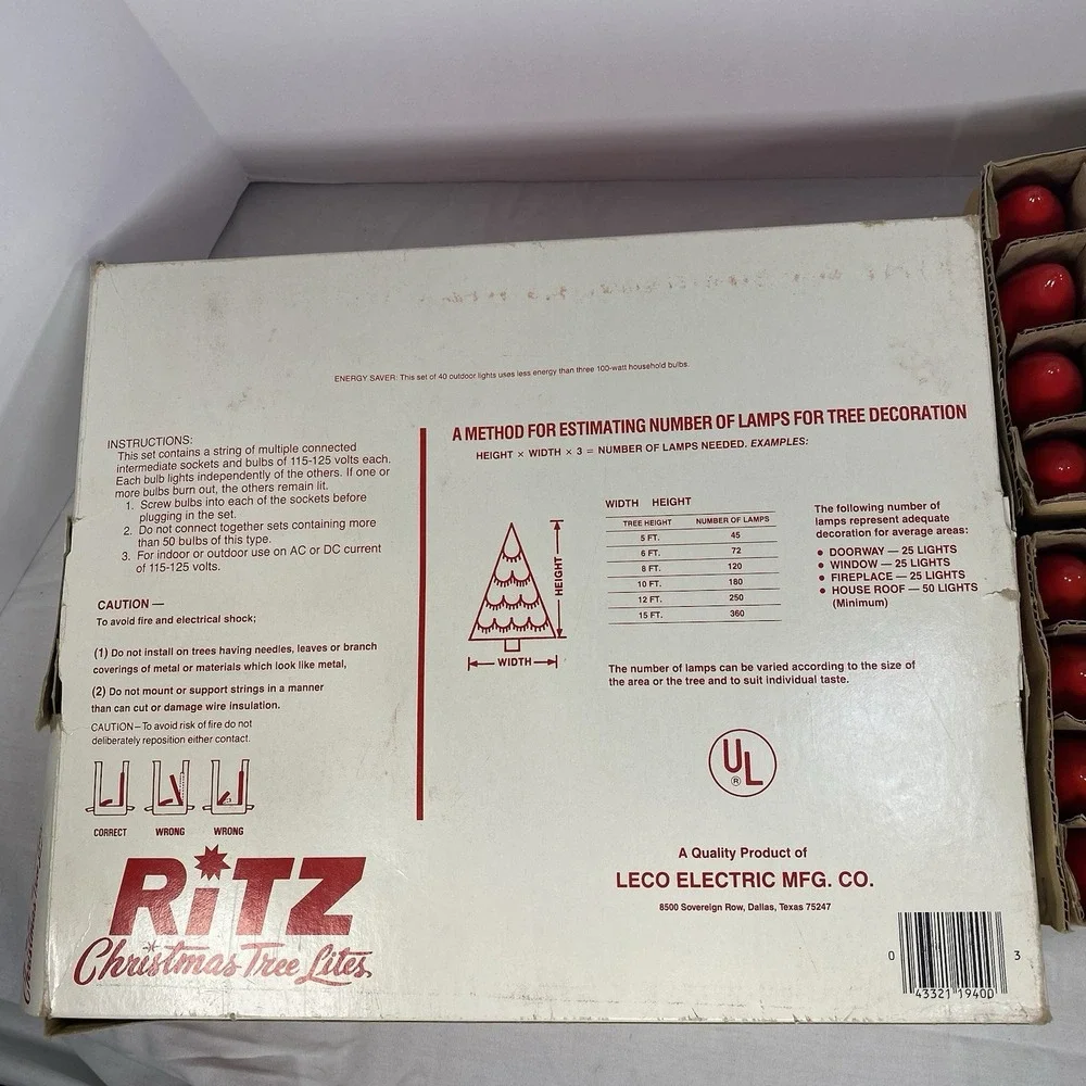 Vintage Ritz Outdoor Christmas Lights Lot of 2 Untested 40 & 36 Red Bulbs